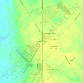 Topografische Karte Carters Plains, Höhe, Relief