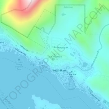 Topografische Karte Level Mountain, Höhe, Relief