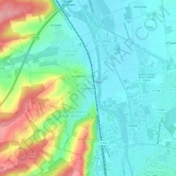Topografische Karte Les Colonnes, Höhe, Relief