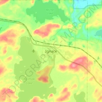 Topografische Karte Ignace, Höhe, Relief