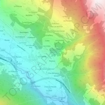 Topografische Karte Prarion, Höhe, Relief