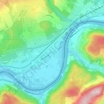 Topografische Karte Luttingen, Höhe, Relief