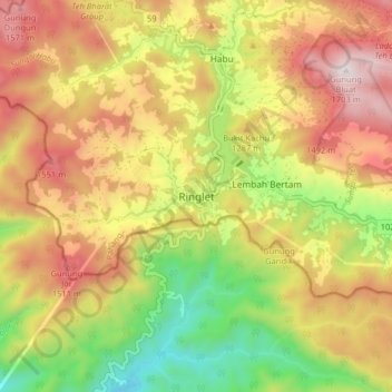 Topografische Karte Ringlet, Höhe, Relief