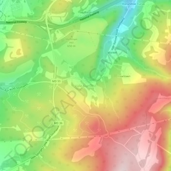 Topografische Karte Vale Summit, Höhe, Relief