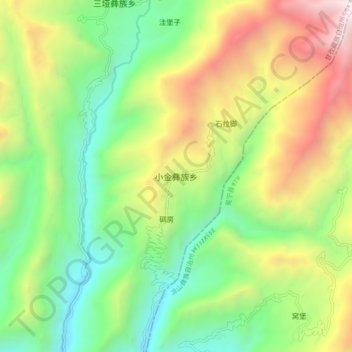 Topografische Karte 小金彝族乡, Höhe, Relief