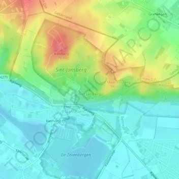 Topografische Karte Sint-Jansberg, Höhe, Relief