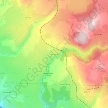 Topografische Karte Arquejols, Höhe, Relief