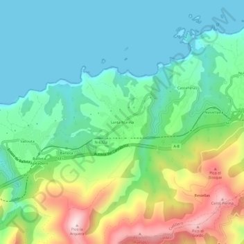 Topografische Karte Santa Marina, Höhe, Relief