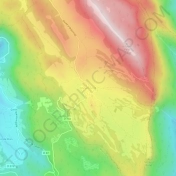 Topografische Karte Innimond, Höhe, Relief