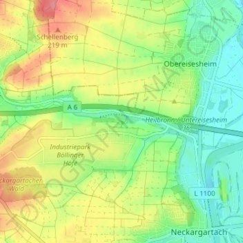 Topografische Karte Altböllinger Höfe, Höhe, Relief