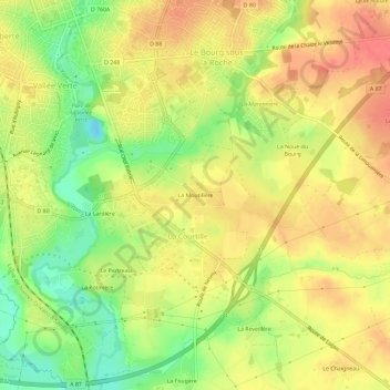 Topografische Karte La Moutillère, Höhe, Relief