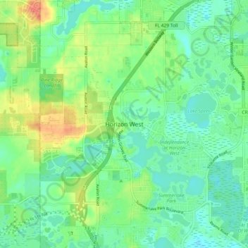 Topografische Karte Horizon West, Höhe, Relief