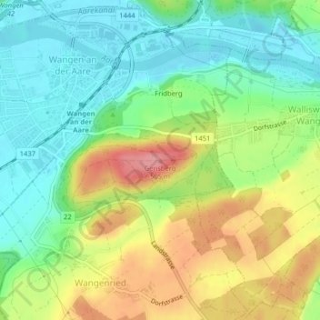 Topografische Karte Gensberg, Höhe, Relief