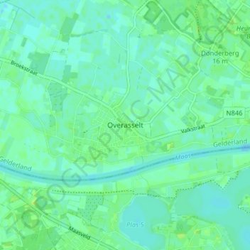 Topografische Karte Overasselt, Höhe, Relief