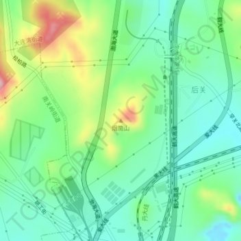 Topografische Karte 后关, Höhe, Relief