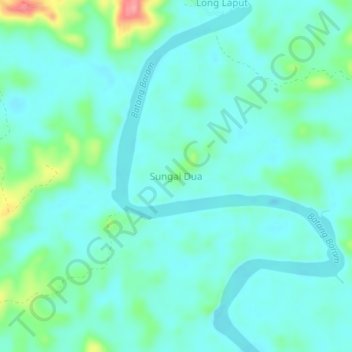 Topografische Karte Sungai Dua, Höhe, Relief