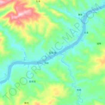 Topografische Karte 坌处镇, Höhe, Relief