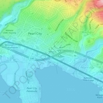 Topografische Karte Waiau, Höhe, Relief