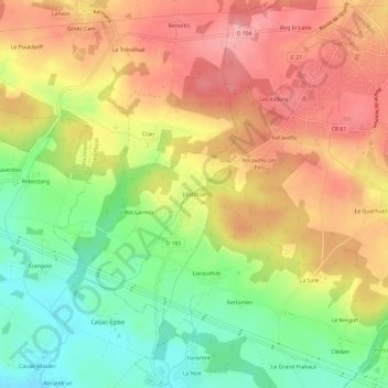 Topografische Karte Lostihuel, Höhe, Relief