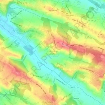Topografische Karte Saint-Jean de Lagane, Höhe, Relief