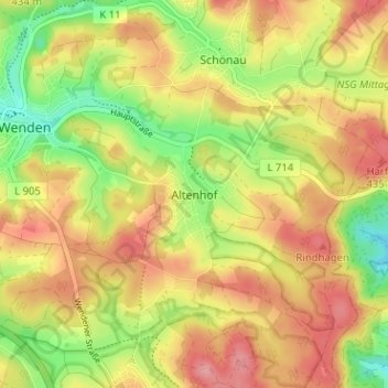 Topografische Karte Altenhof, Höhe, Relief