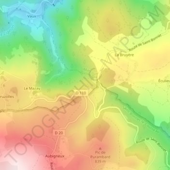 Topografische Karte Col de la Pelletière, Höhe, Relief