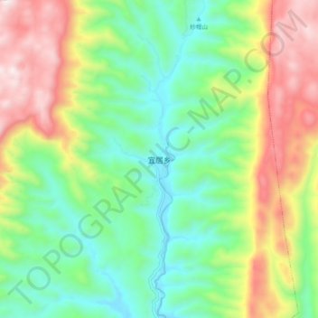 Topografische Karte 宜居乡, Höhe, Relief