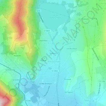 Topografische Karte Le Bourg, Höhe, Relief