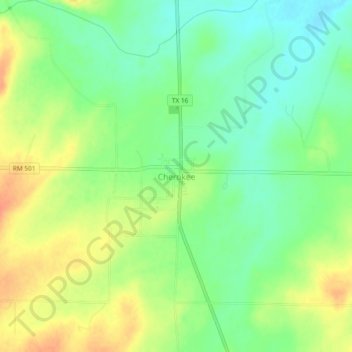 Topografische Karte Cherokee, Höhe, Relief