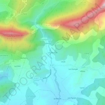 Topografische Karte La Charagne, Höhe, Relief