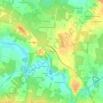 Topografische Karte L'Homois, Höhe, Relief