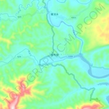 Topografische Karte 磨市镇, Höhe, Relief