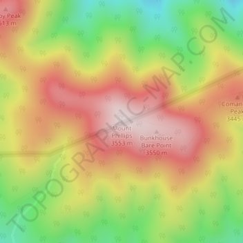 Topografische Karte Mount Phillips, Höhe, Relief