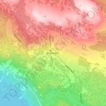 Topografische Karte Beitostolen, Höhe, Relief