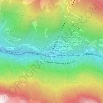 Topografische Karte Francoz, Höhe, Relief