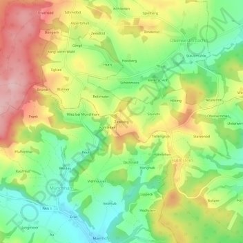 Topografische Karte Zinsberg, Höhe, Relief