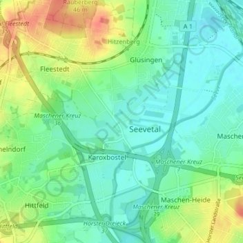 Topografische Karte Jehrden, Höhe, Relief