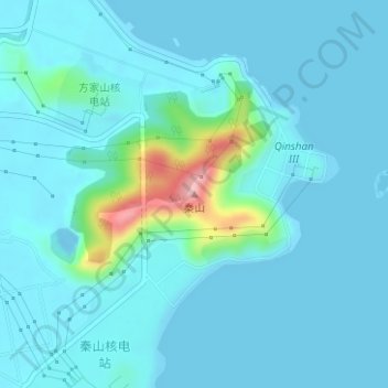 Topografische Karte 秦山, Höhe, Relief