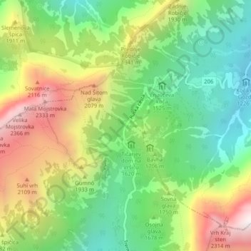 Topografische Karte Werschitzpass, Höhe, Relief