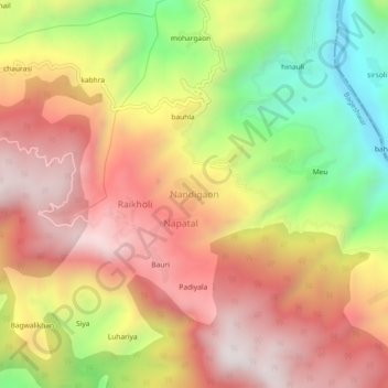 Topografische Karte Nandigaon, Höhe, Relief