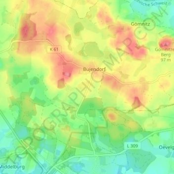 Topografische Karte Anschottredder, Höhe, Relief