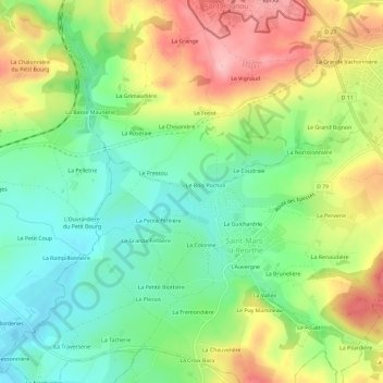 Topografische Karte La Burnière, Höhe, Relief