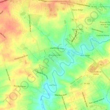 Topografische Karte Bowling Green, Höhe, Relief