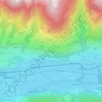 Topografische Karte Dürnberg, Höhe, Relief