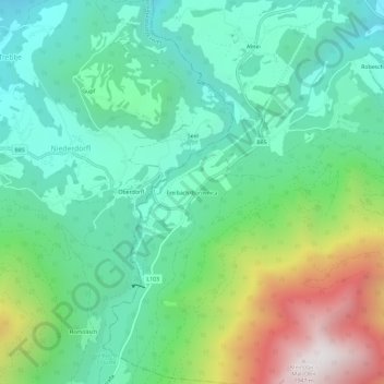 Topografische Karte Freibach, Höhe, Relief