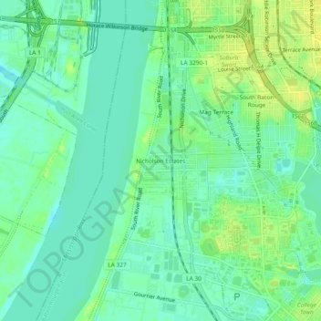 Topografische Karte Nicholson Estates, Höhe, Relief