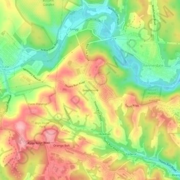 Topografische Karte Beechmont, Höhe, Relief