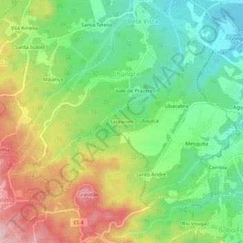 Topografische Karte Santarem, Höhe, Relief