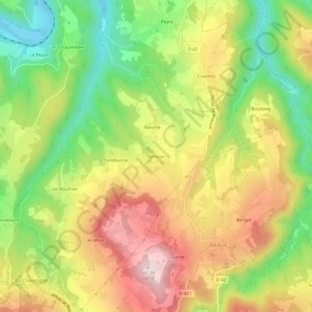 Topografische Karte Arnoux, Höhe, Relief