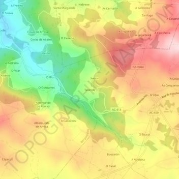Topografische Karte Tasende, Höhe, Relief
